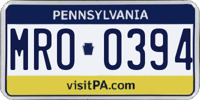 PA license plate MRO0394