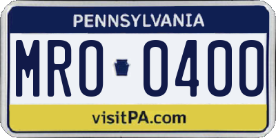 PA license plate MRO0400