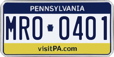 PA license plate MRO0401