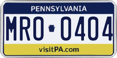 PA license plate MRO0404