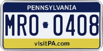 PA license plate MRO0408