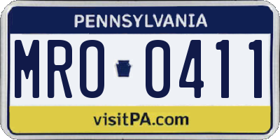 PA license plate MRO0411