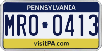 PA license plate MRO0413
