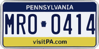 PA license plate MRO0414