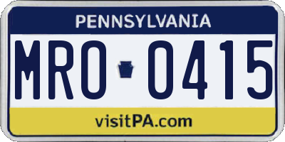 PA license plate MRO0415