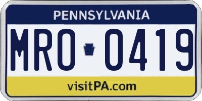 PA license plate MRO0419