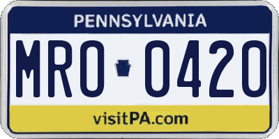 PA license plate MRO0420