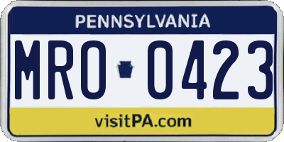 PA license plate MRO0423