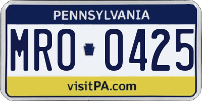PA license plate MRO0425