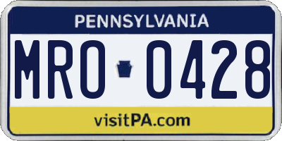 PA license plate MRO0428