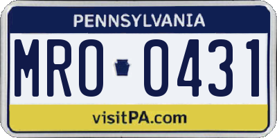 PA license plate MRO0431