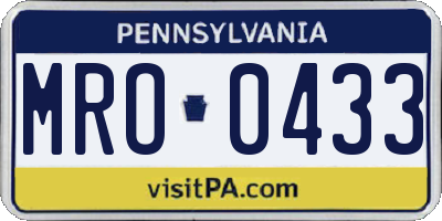 PA license plate MRO0433