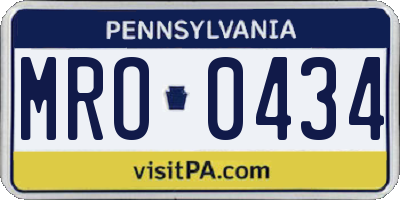 PA license plate MRO0434