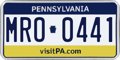 PA license plate MRO0441