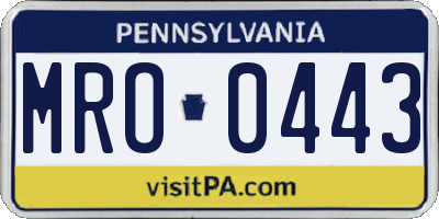 PA license plate MRO0443