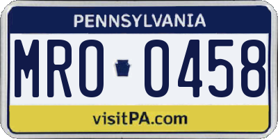 PA license plate MRO0458