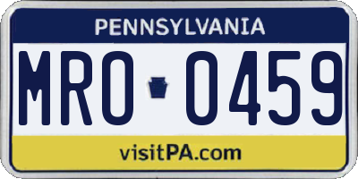 PA license plate MRO0459