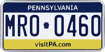 PA license plate MRO0460