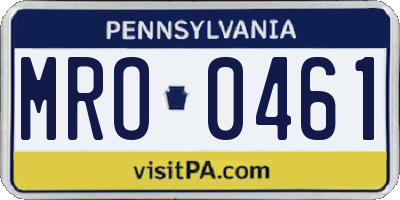 PA license plate MRO0461