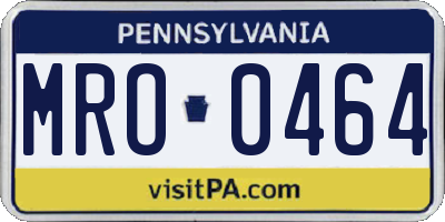 PA license plate MRO0464