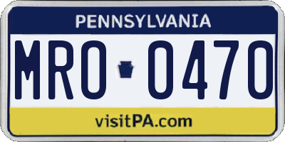 PA license plate MRO0470