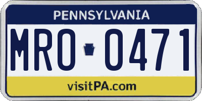 PA license plate MRO0471