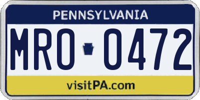 PA license plate MRO0472