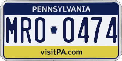 PA license plate MRO0474