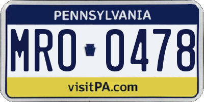 PA license plate MRO0478