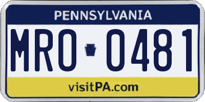 PA license plate MRO0481