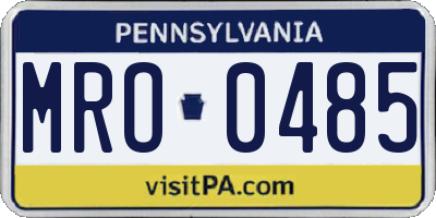 PA license plate MRO0485