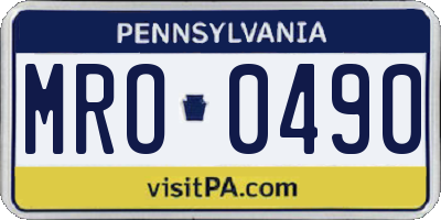 PA license plate MRO0490