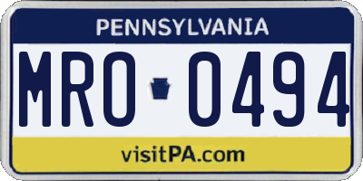 PA license plate MRO0494