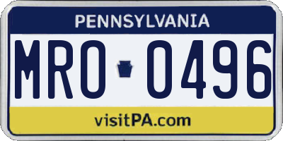 PA license plate MRO0496