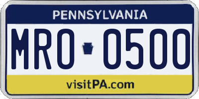 PA license plate MRO0500