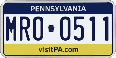 PA license plate MRO0511