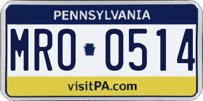 PA license plate MRO0514