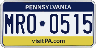 PA license plate MRO0515
