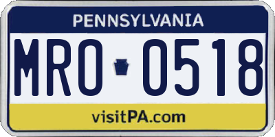 PA license plate MRO0518