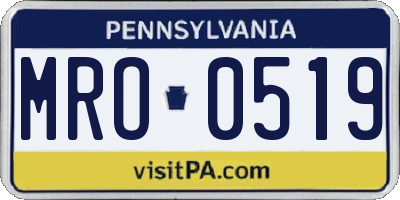 PA license plate MRO0519