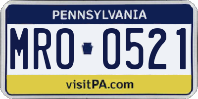 PA license plate MRO0521