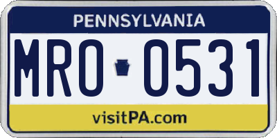 PA license plate MRO0531