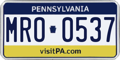 PA license plate MRO0537