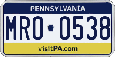 PA license plate MRO0538