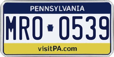 PA license plate MRO0539