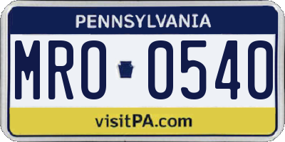 PA license plate MRO0540