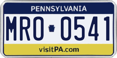 PA license plate MRO0541