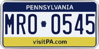 PA license plate MRO0545