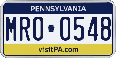 PA license plate MRO0548