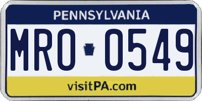 PA license plate MRO0549